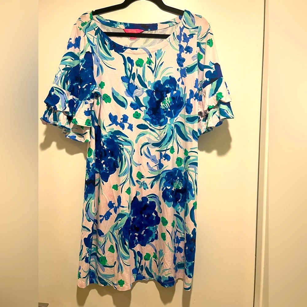 Lilly Pulitzer Blue floral Ruffled dress